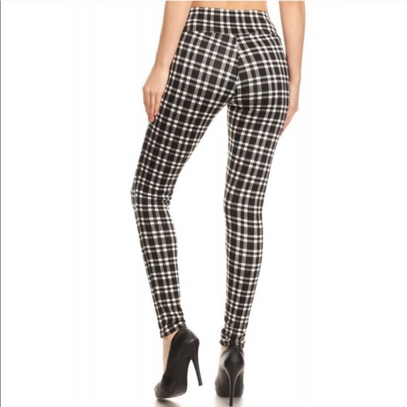 NWT black & white plaid high waisted leggings - Picture 7 of 8